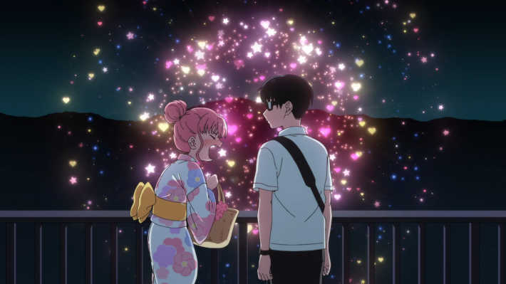 星やハートでいっぱいの花火